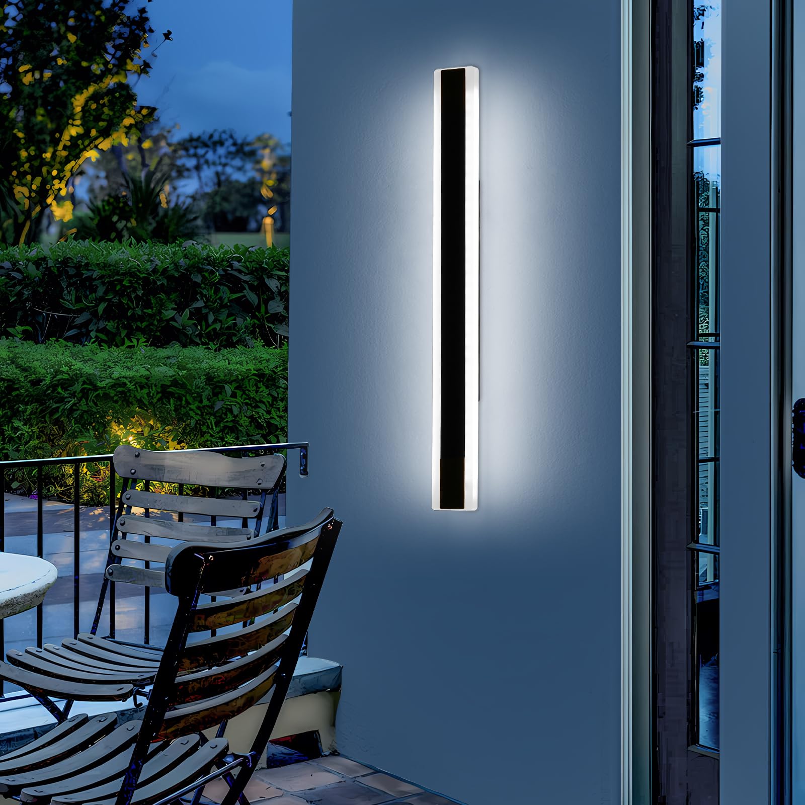 Mikeru 6500k Cool White Outdoor Wall Light, 150cm Modern Porch Wall Light, LED Vertical Long Acrylic Garden Fixture, IP65 Waterproof for Balcony, Living Room, Garage, Patio