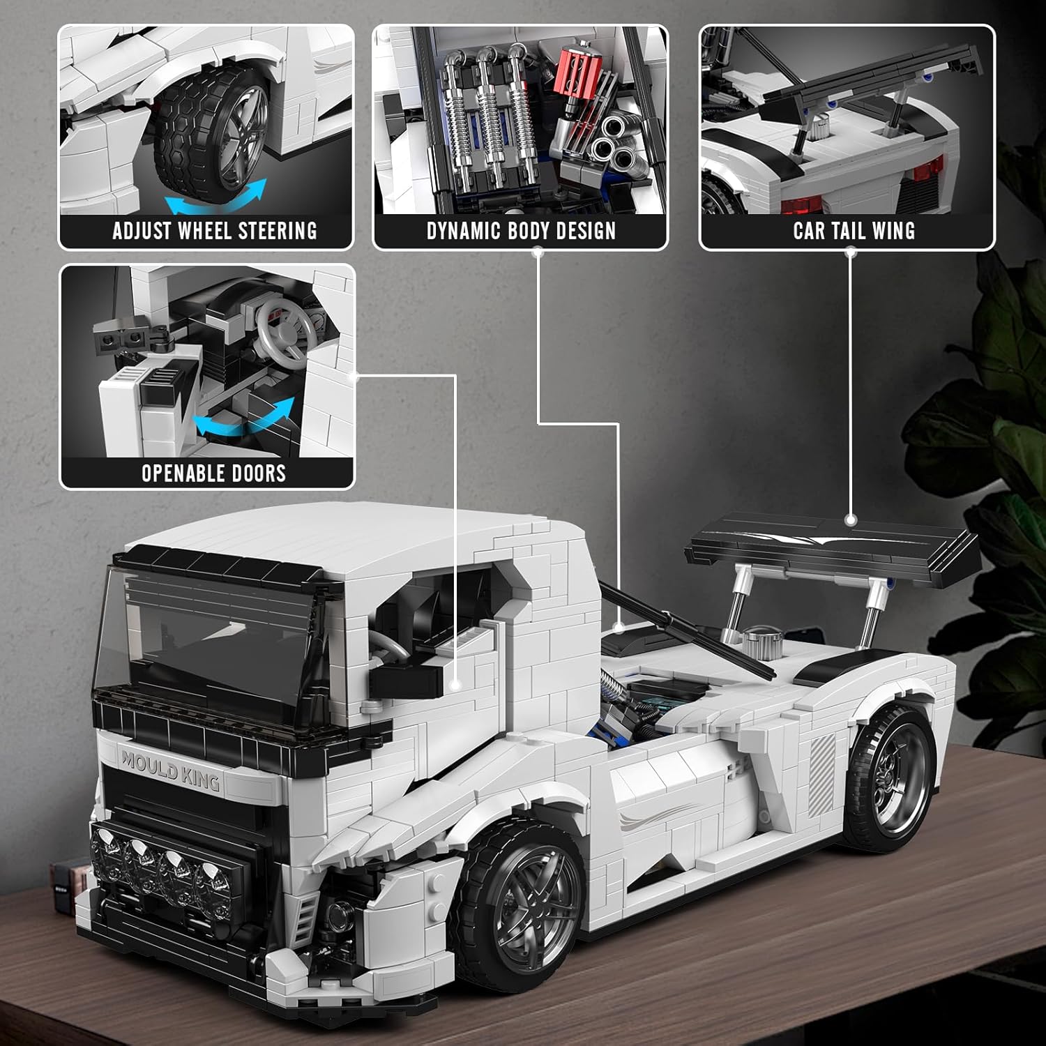 Mould King 10036 Technology Knight Truck Building Blocks Kit, 1604+ PCS Creative Sports Car Truck Model Building Toy Set for Kids 14+/Adult Collectors (Static Version)