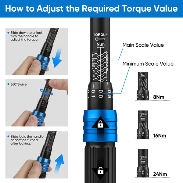 KRETLAW 3/8" Torque Wrench Set 30PCs, 5-60 Nm Drive Click Torque Wrench (72 Teeth ±3% Accuracy) with Extensions, Sockets, Adapter for Bike and Motorcycle Car Truck Maintenance