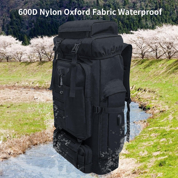 Ogetok 80L Hiking Backpack Camping Rucksack, 80 liters Large Capacity Outdoor Knapsack Travel Climbing Mountaineering Carry On Backpack Bag, Trekking Backpacking for Men Women, Black