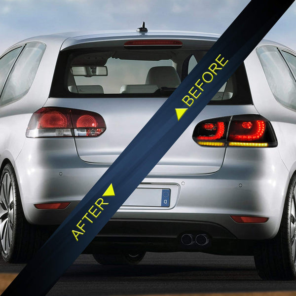 VLAND LED Tail Lights Fit for 2008-2013 Volkswagen Golf 6 MK6 TSI TDI GTD R(not for GTI/Variant/Cabriolet), Rear Lights with Sequential Turn Signal Indicators, E-mark, Red Smoked