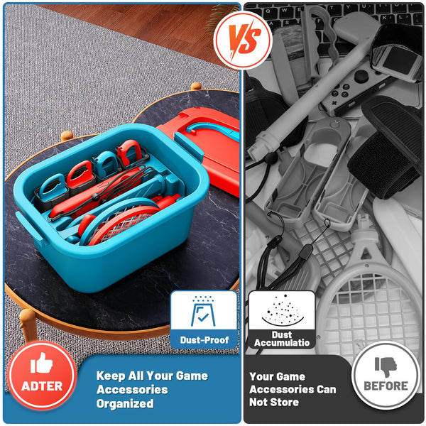 Deruitu Switch Accessories Bundle Compatible with Nintendo Switch, Kit with Carrying Case, Screen Protector, Compact Playstand, Game Case, Joystick Cap, Charging Dock,Steering Wheel