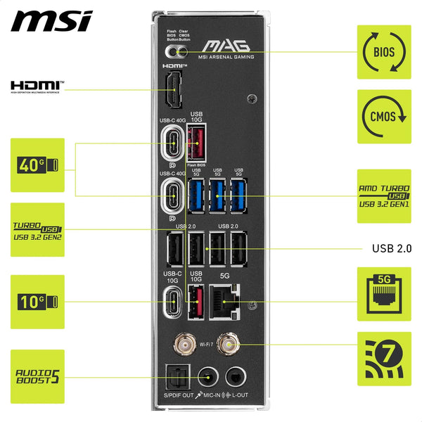 MSI X670E GAMING PLUS WIFI Motherboard, ATX - Supports AMD Ryzen 9000 / 8000 / 7000 Series Processors, AM5 - 80A SPS VRM, DDR5 Memory Boost 7800+ MHz/OC, PCIe 5.0 x16, M.2 Gen5, Wi-Fi 6E