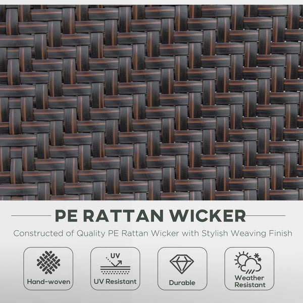 Outsunny Set of 2 Outdoor Wicker Folding Chairs, Patio PE Rattan Dining Armrests Chair set with 7 Levels Adjustable Backrest, for Outdoors, Camping, Brown