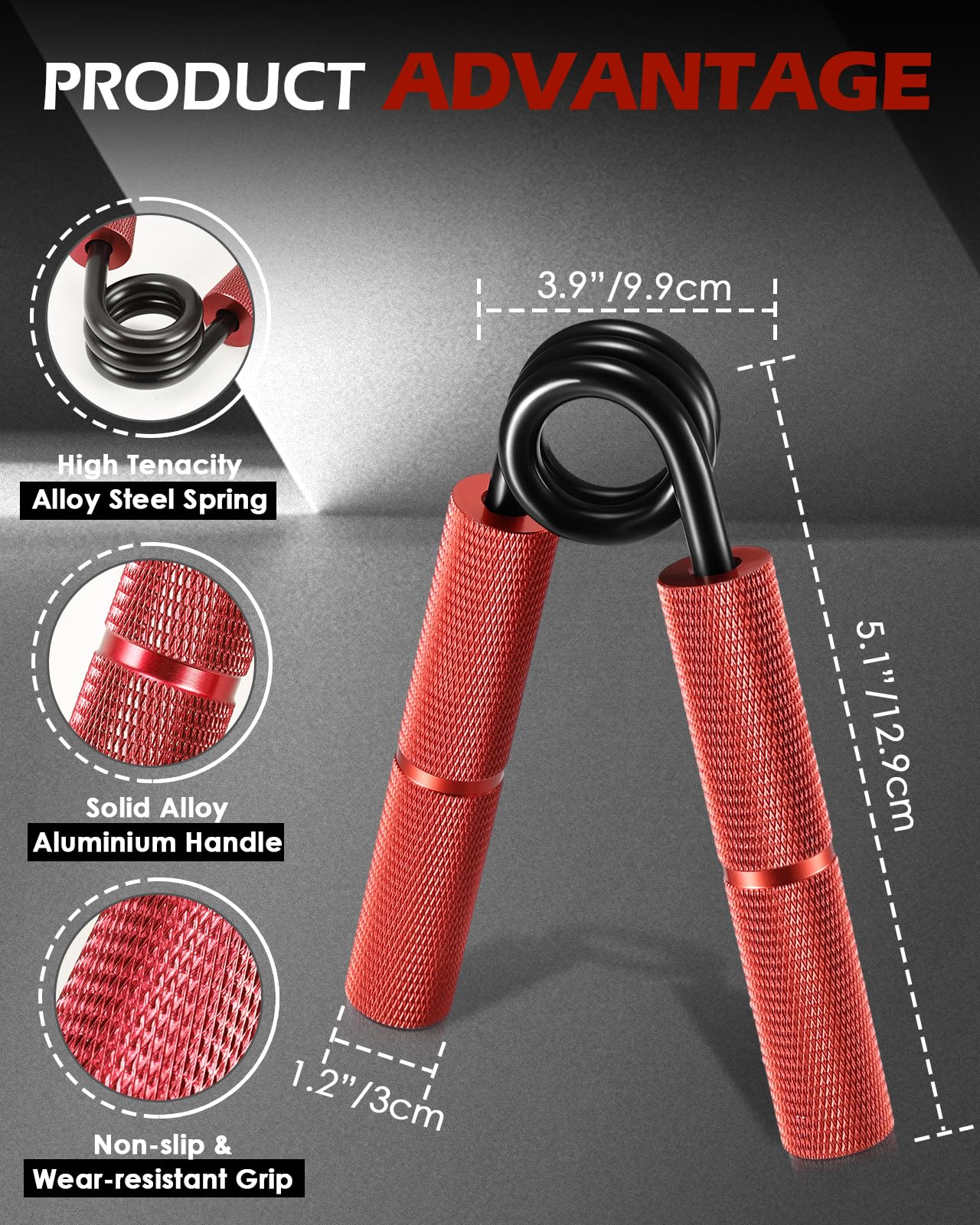 Hozzen Grip Strengthener Trainer Set - 6 Pack Metal Hand Grips Strengthener 100-350LBS, Heavy-Duty Wrist Forearm Strengthener with 6 Rolls of Grip