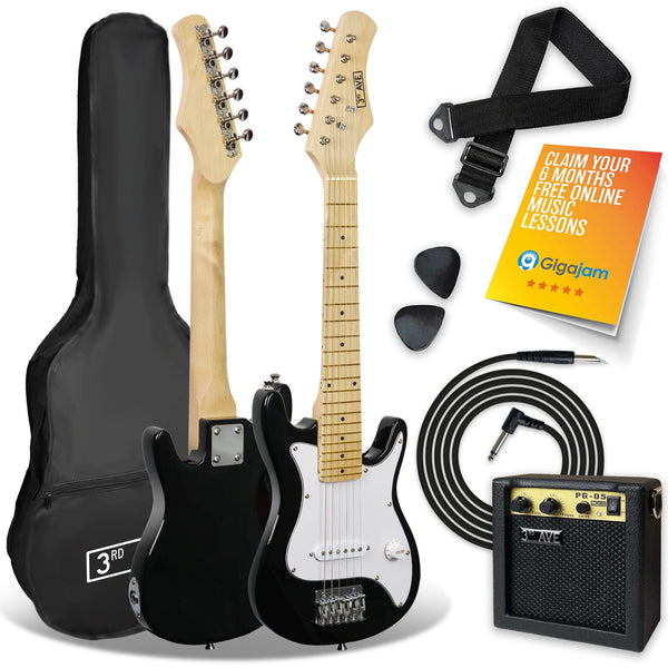3rd Avenue 1/4 Size Kids Electric Guitar Pack for Junior Beginners - 6 Months FREE Lessons, 5W Portable Amp, Cable, Bag, Picks and Strap - Red