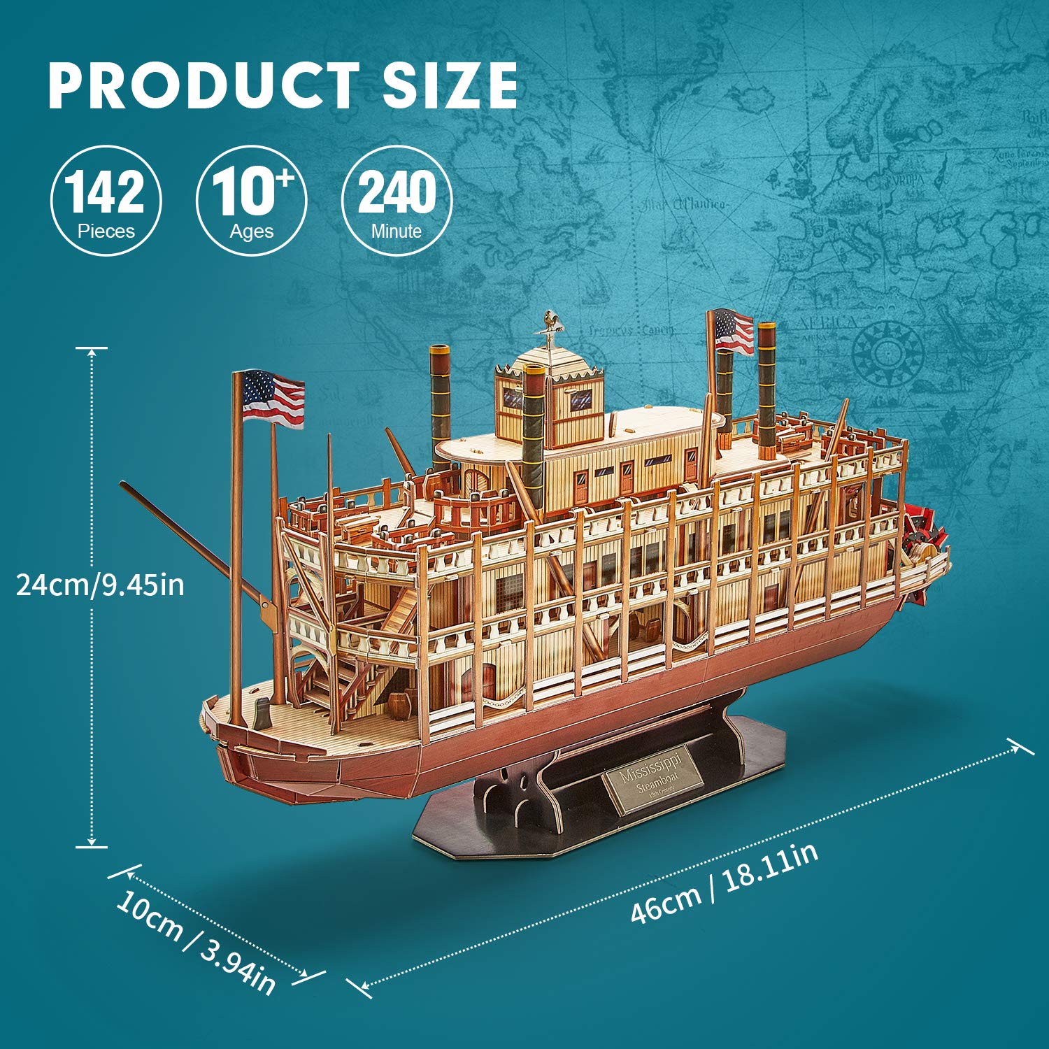 CubicFun LED Pirates of the Caribbean Flying Dutchman Model Kits for Adults to Build 3D Jigsaw Puzzles Ship Model Building Gifts for Adults Kids Girls Boys - 360 Pieces