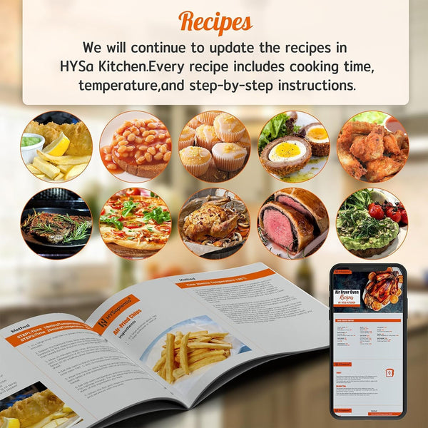 HYSapientia® 24L Air Fryer Oven With Rotisserie Large XXL Digital Knob 1800W 10 in 1 airfryer Countertop Convection Mini Toaster Oven electric and grill, Stainless steel inner, Full Accessory Set