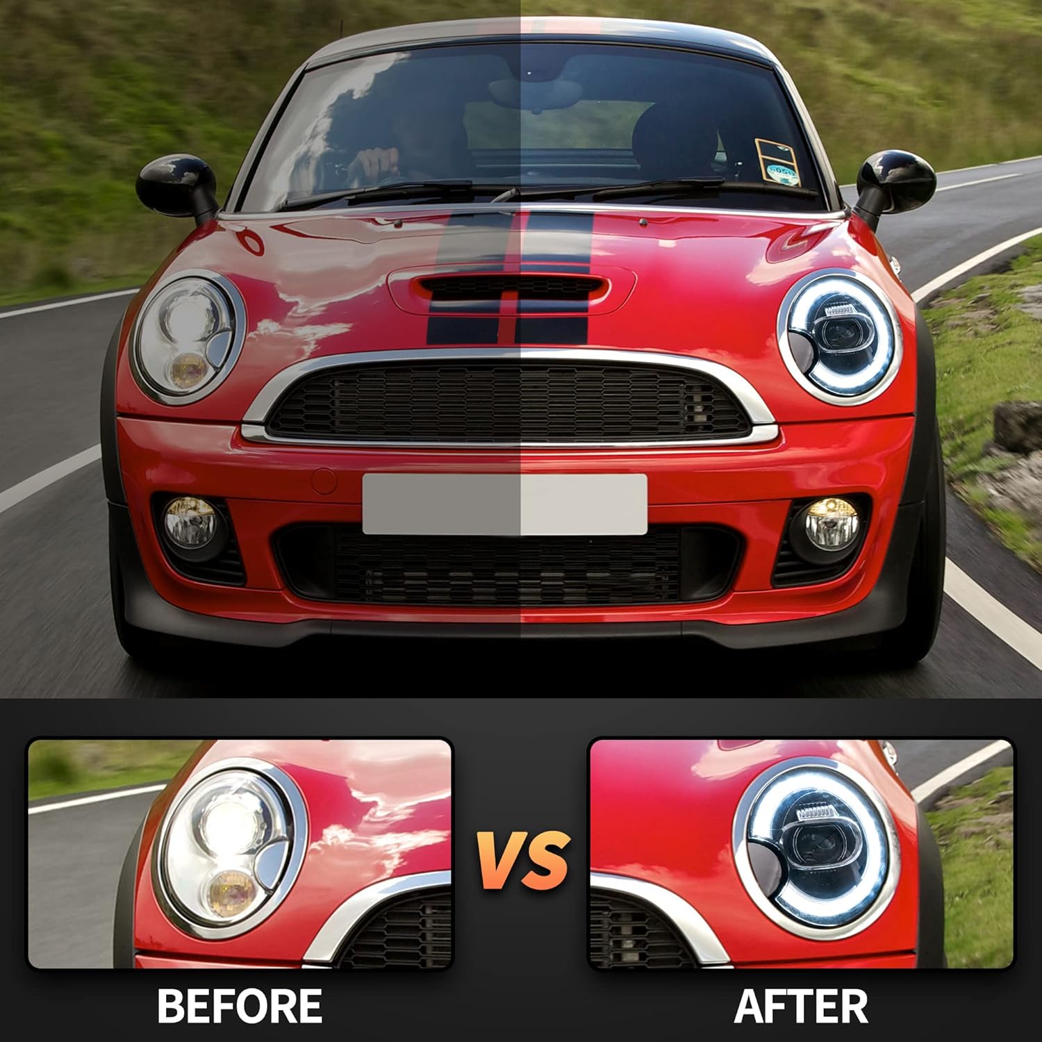 VLAND Headlights for Mini Coo-per R56 R57 R58 R59 2007-2013 Front Lamps Assembly with Sequential Turn Signal and Dynamic Welcome/Breath DRL