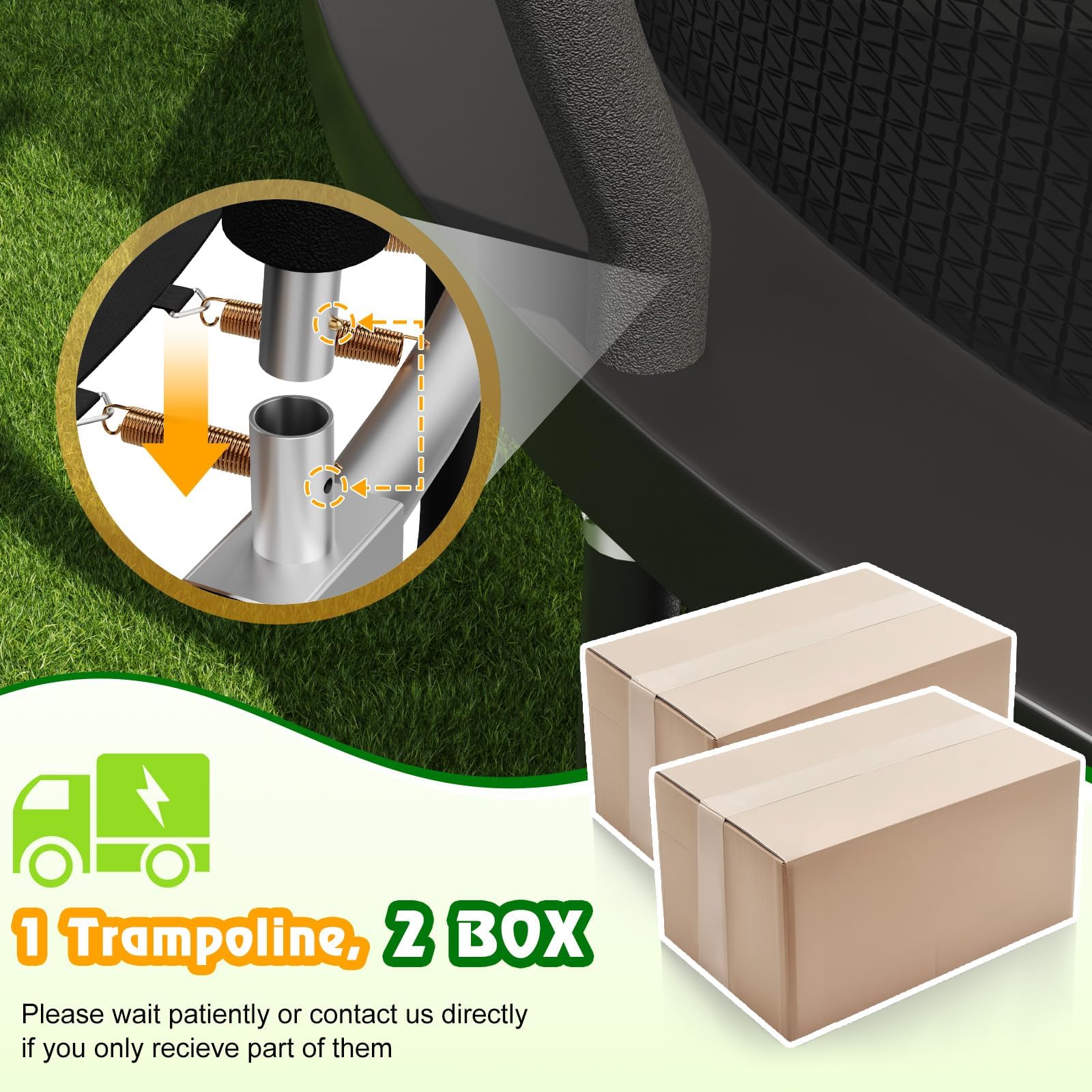 Devoko Outdoor Trampoline 7.5ft/10ft/12ft/14ft GS Certified Garden Trampoline With Safety Net,Non-Slip Ladder& Shoe Organiser,Available For Toddlers And Adults,Up to 150kg