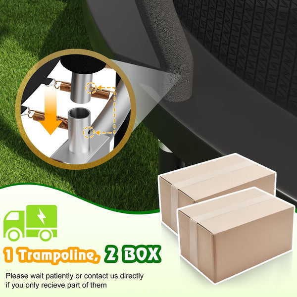 Devoko Outdoor Trampoline 7.5ft/10ft/12ft/14ft GS Certified Garden Trampoline With Safety Net,Non-Slip Ladder& Shoe Organiser,Available For Toddlers And Adults,Up to 150kg