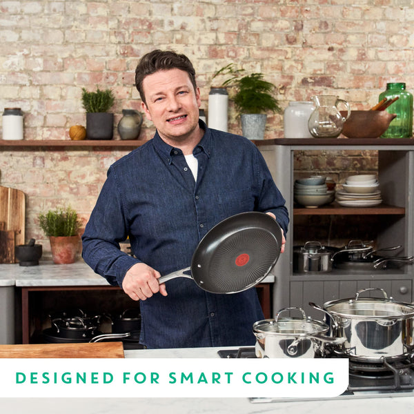 Jamie Oliver by Tefal Cook's Direct, Stainless Steel, Non-Stick Frying Pan 28 cm, Induction Compatible, 10-Year Guarantee, Oven Safe