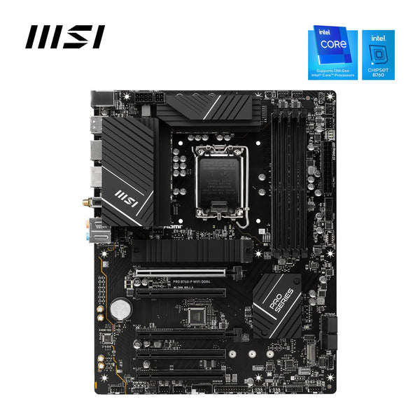 MSI B760 GAMING PLUS WIFI DDR4 Motherboard, ATX - Supports Intel 14th, 13th & 12th Gen Core Processors, LGA 1700 - DDR4 Memory Boost 5333+MHz/OC, 1x PCIe 4.0 x16, 2 x M.2 Gen4, 2.5G LAN, Wi-Fi 6E