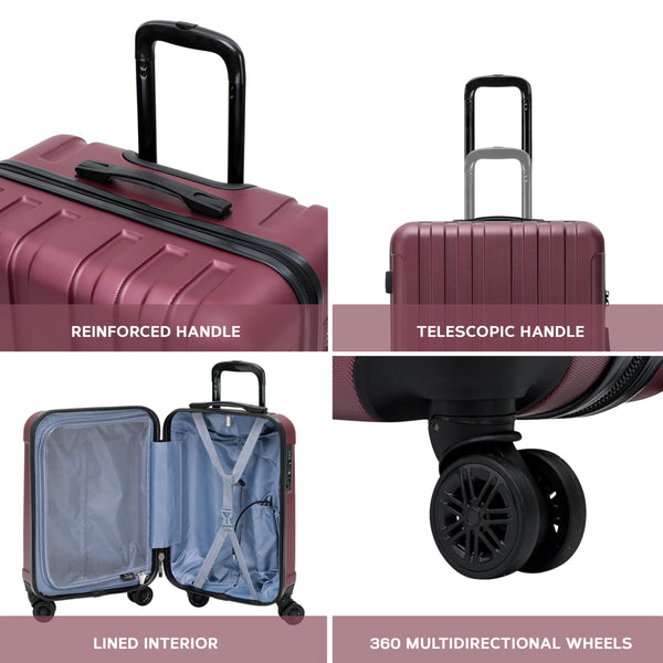 Flight Knight Premium Lightweight Suitcase - Built-in TSA Lock - 8 Spinner Wheels - ABS Hard Shell Check in Highly Durable Luggage - Medium - 67x45x26cm