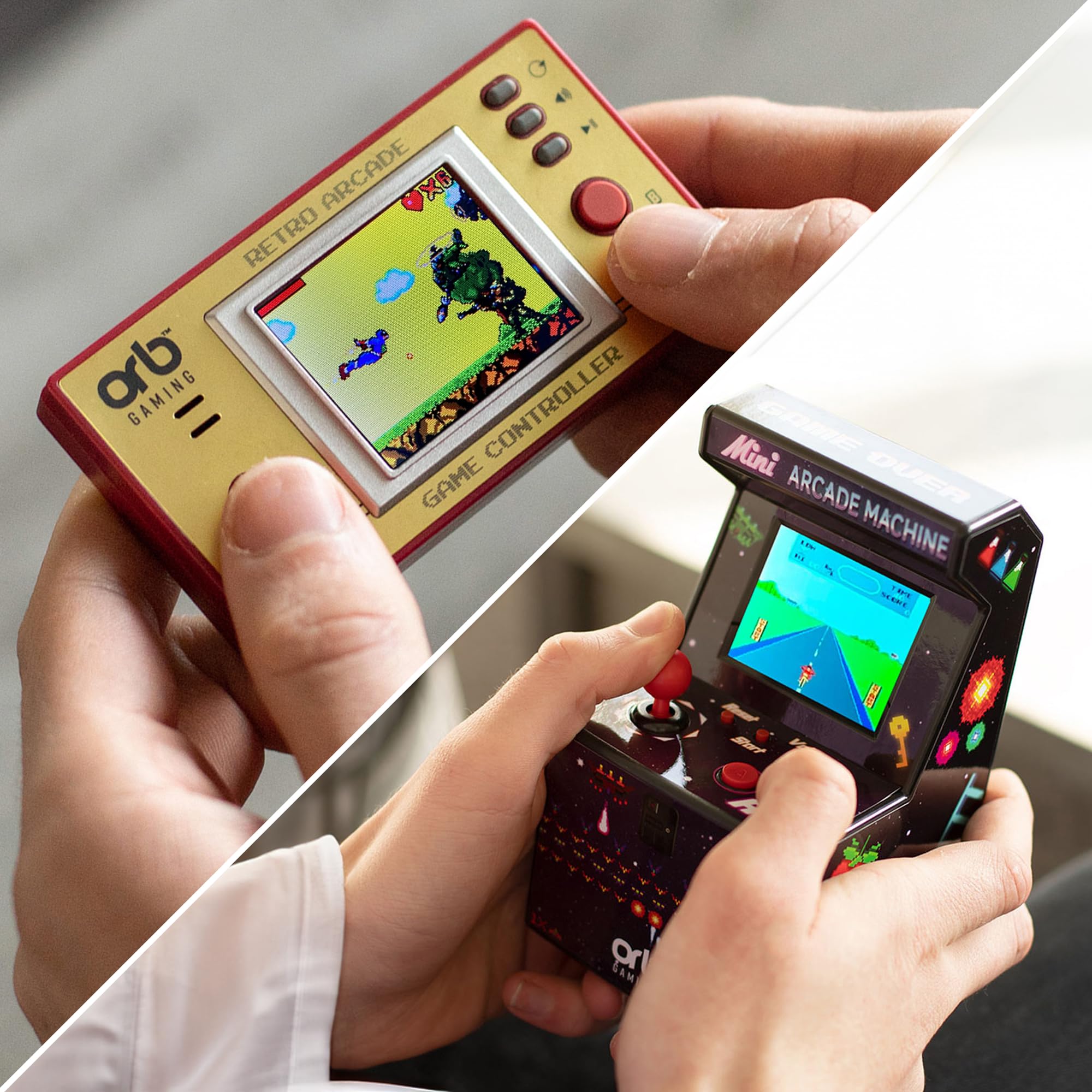 Official Atari Cartridge Handheld Mini Arcade Console with 3 Games - Pong Sports, Asteroids & Missle Command, 2" Colour Screen, Keyring, Retro Gaming Console Gift for Him and Her