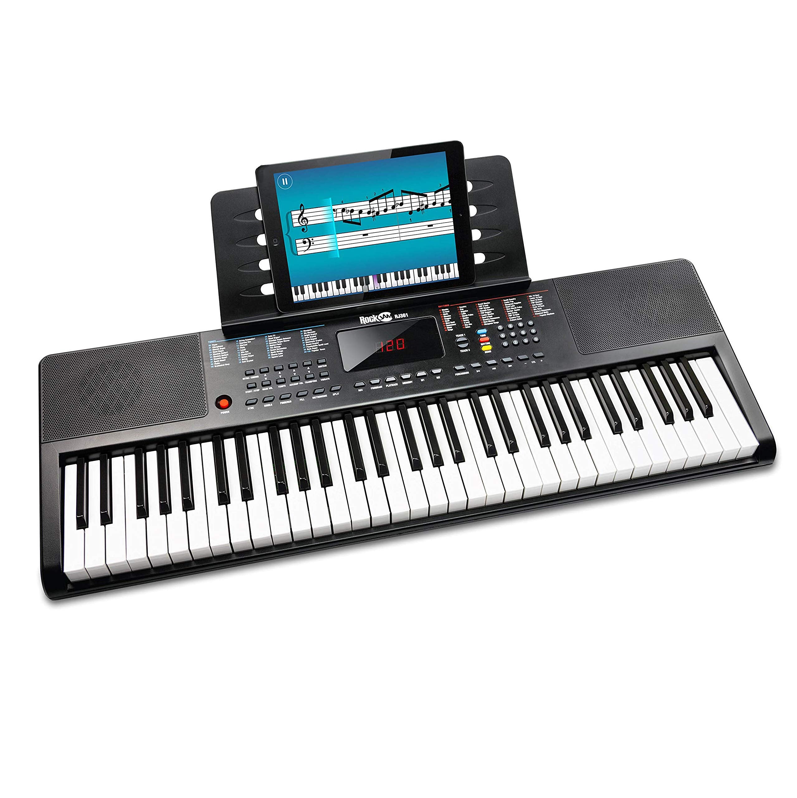 RockJam 88 Key Digital Piano with Full Size Semi-Weighted Keys, Power Supply, Sheet Music Stand, Piano Note Stickers & Simply Piano Lessons