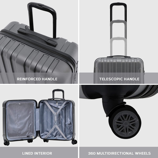 Flight Knight Premium Lightweight Suitcase - Built-in TSA Lock - 8 Spinner Wheels - ABS Hard Shell Check in Highly Durable Luggage - Medium - 67x45x26cm