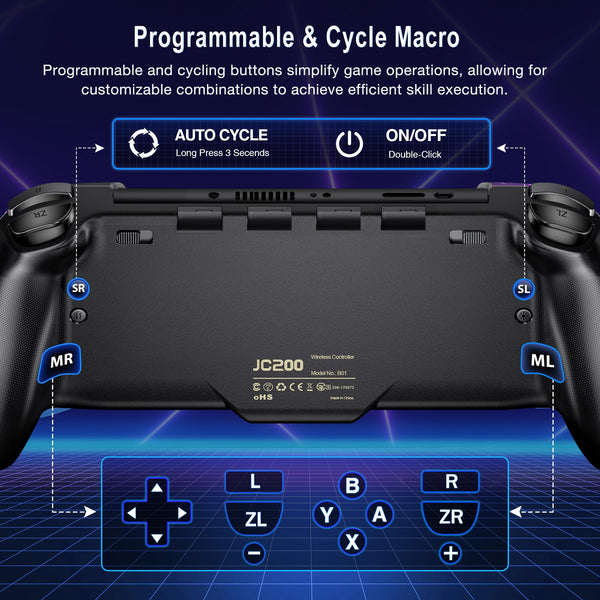 HASACOOL Switch Controller for Nintendo Switch/OLED, Handheld One-Piece Joycon Controllers with RGB Lights, TURBO, Vibration, Back Button