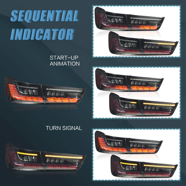 VLAND OLED Rear Lights Compatible with 2013-2018 BMW 3 Series F30 F35 F80 320i 328i 335i Sedan (Not for F31 F34), Tail Lights with Sequential Indicators, E-mark, Red