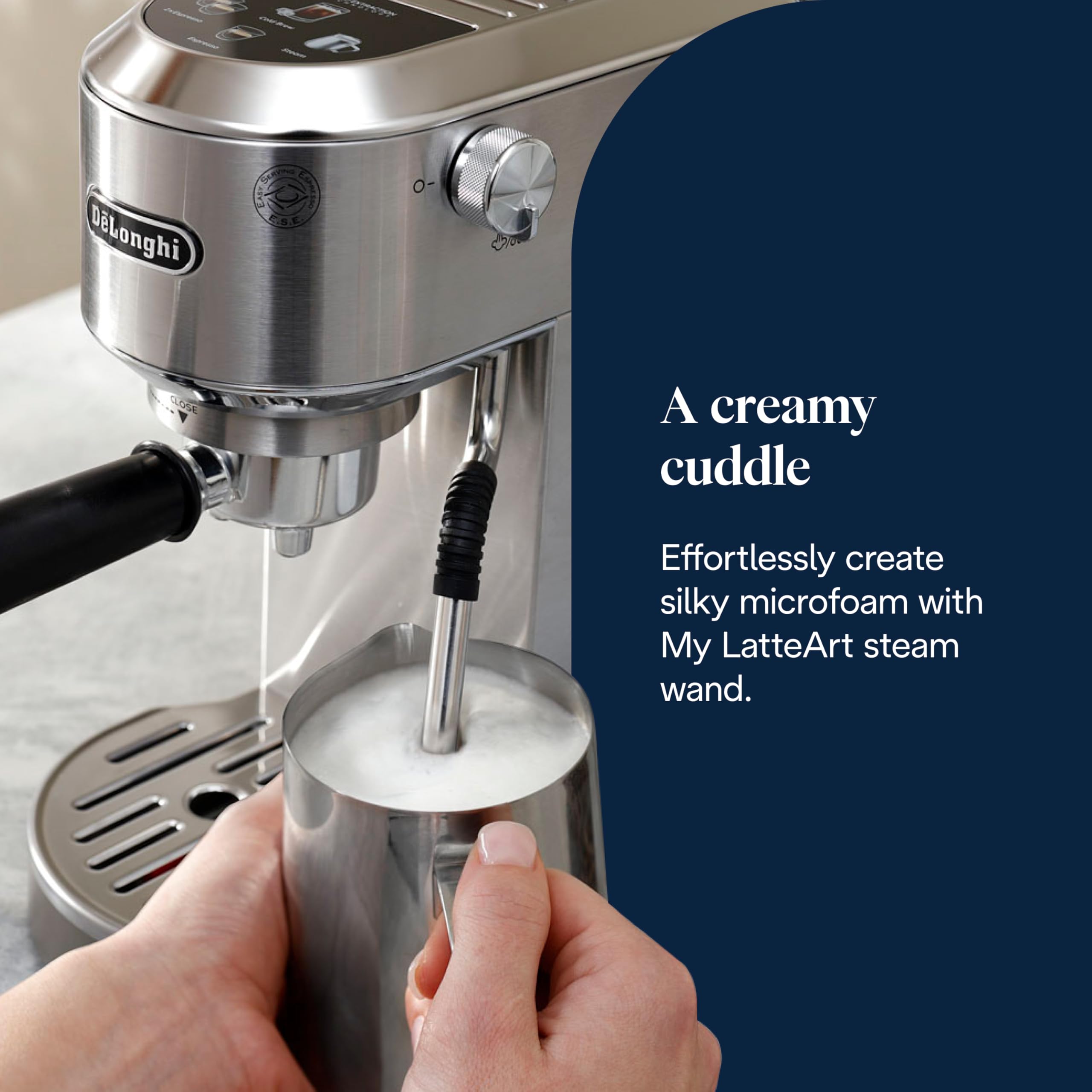 De'Longhi Dedica Style, Traditional Pump Espresso Machine, Coffee and Cappuccino Maker, EC685M, Silver