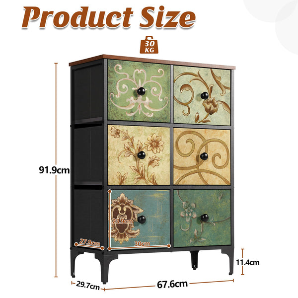 LYNCOHOME Chest of Drawers, 6 Drawer Fabric Bedroom Dresser Storage Drawrs, Storage Organizer Unit for Bedroom, Living Room, Entryway, Nursery