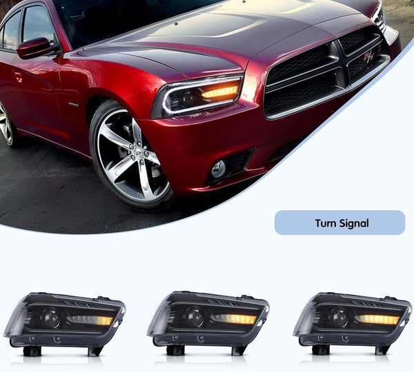 VLAND 2011-2014 Dodge Charger LED Headlights with Dual Beam Sequential Turn Signals (Not Fit Dodge Charger SE 2012)