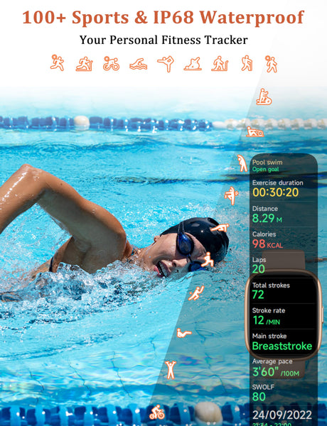 Smart Watch, Alexa Built-in, Answer/Make Calls 44mm Smartwatch Women Men, 1.83'' Sports Watch IP68 Waterproof, Heart Rate SpO2 Sleep Stress Monitor, Step Counter Watch for Android & iOS Phone