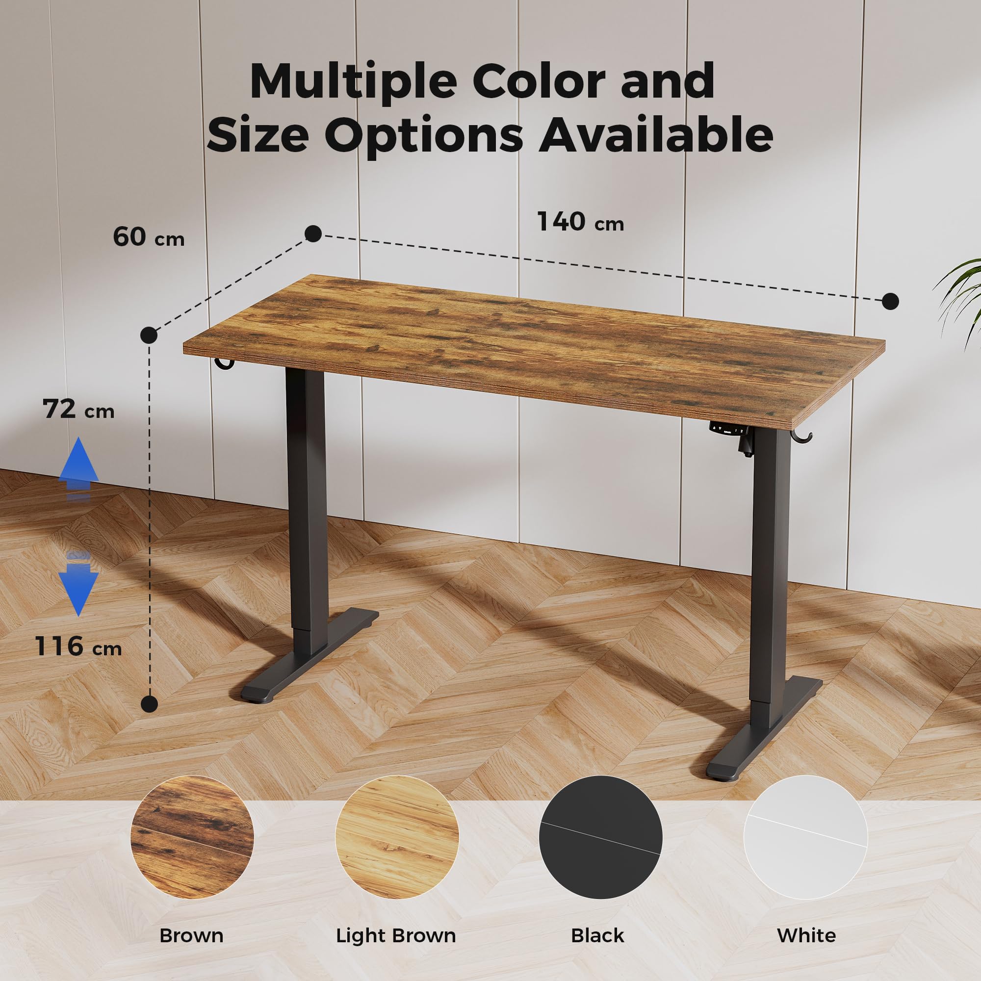 Agilestic L-Shaped Electric Standing Desk, 140cm Height Adjustable Sit-Stand Desk for Home Office, Ergonomic Computer Desk with Spliced Board, White