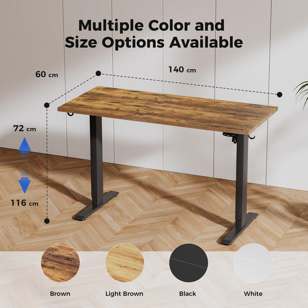 Agilestic L-Shaped Electric Standing Desk, 140cm Height Adjustable Sit-Stand Desk for Home Office, Ergonomic Computer Desk with Spliced Board, White