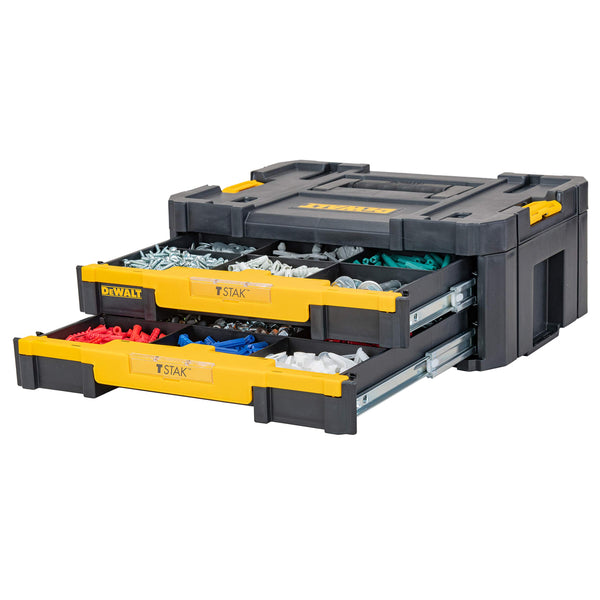 DeWalt DWST1-70706 T-Stak IV Tool Storage Box with 2-Shallow Drawers, Yellow/Black, 44 x 31.4 17.6 cm