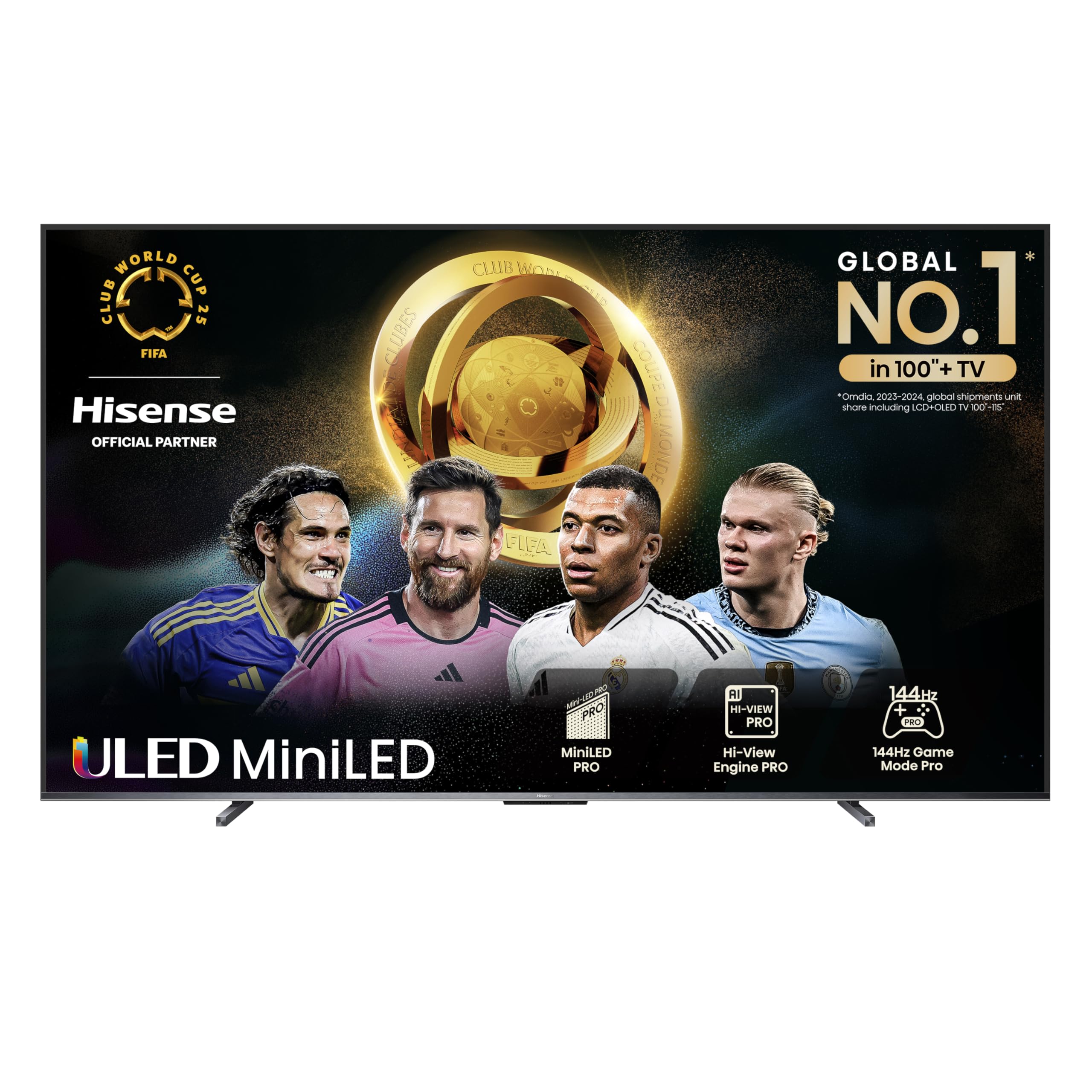 Hisense 55 Inch 4K Mini-LED TV 55U6NQTUK - Quantum Dot Colour, Dolby Vision Atmos, Hi-View Engine, FilmMaker Mode, Vidaa OS with Voice Control, Freely, Youtube, Netflix and Disney+ (2024 Model)