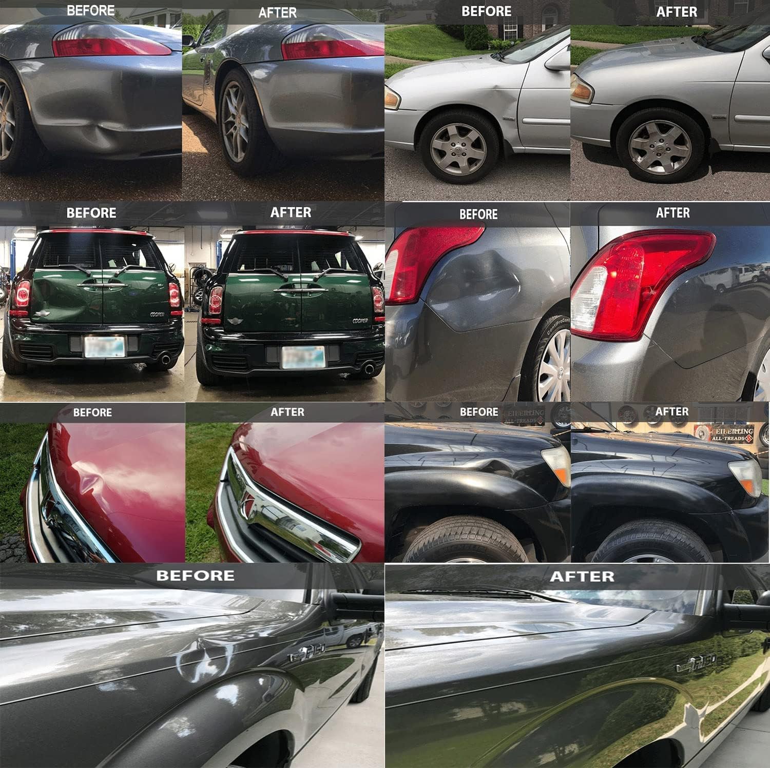 PDR TOOLS Auto Dent Removal Kit, Auto Body Dent Repair Kit with Blue Long Glue Tabs, T-Bar Slide Hammer and Dent Duller for Automotive Dents/Door Dings/Hail Damage Removal