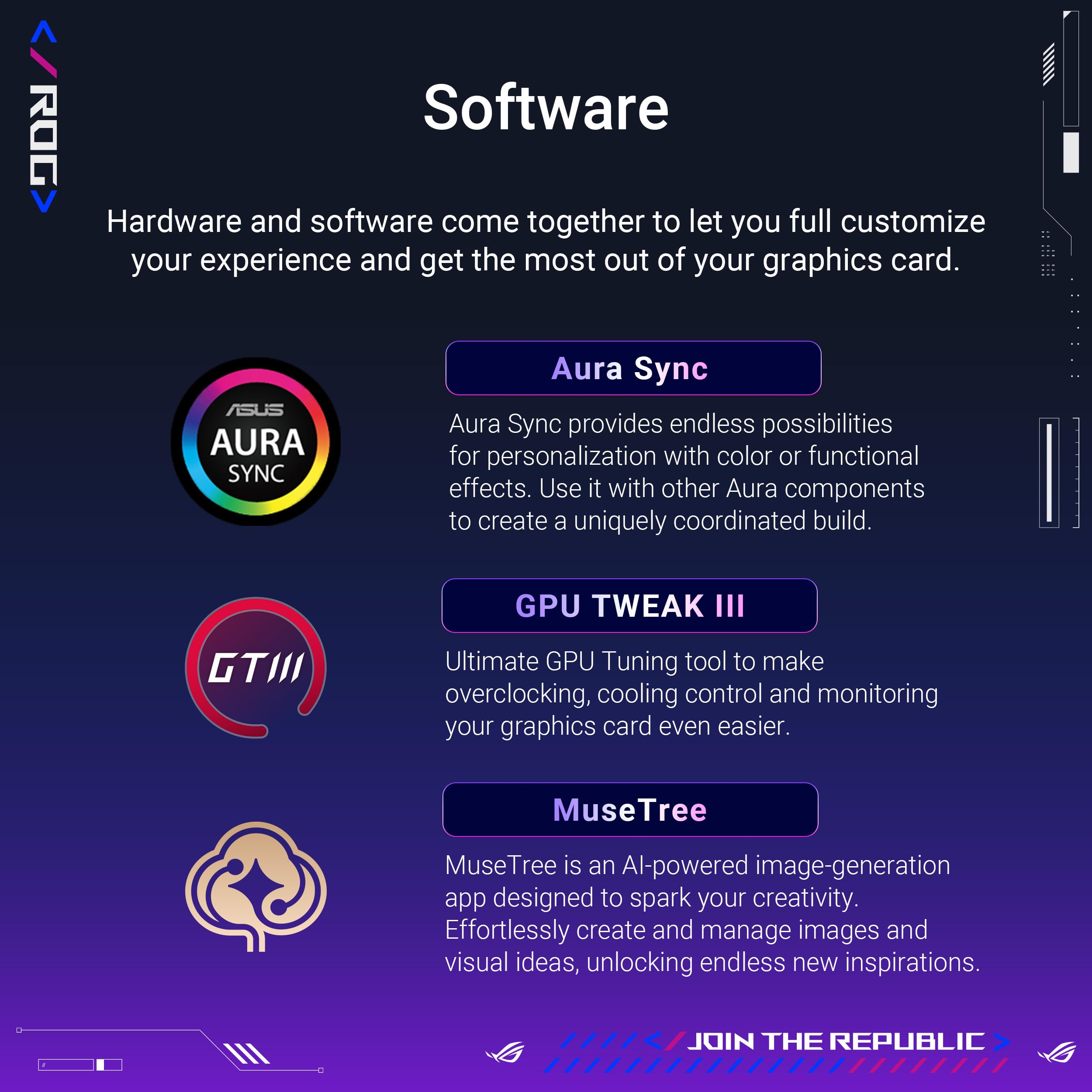 ROG Herculx Graphics Card Holder - Tool-free adjustable GPU support bracket, Spirit level, Solid zinc alloy, 72-128mm, Extensive compatibility, Aura Sync