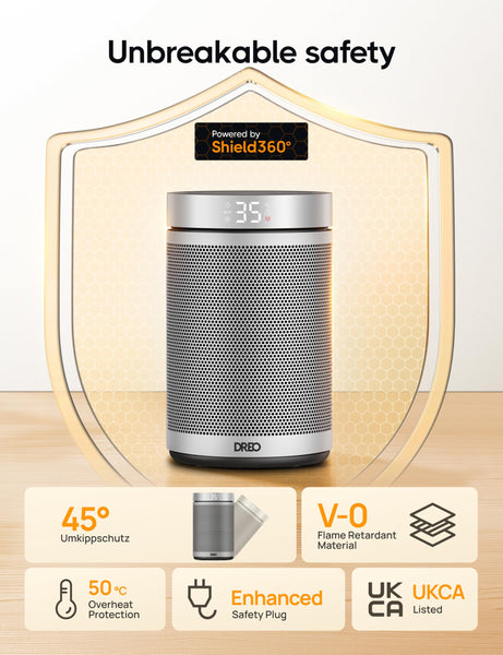 Dreo Electric Heater, 1500W Energy Efficient Space Silent Room Heater, Portable Ceramic Fan Heaters, Thermostat 3 Modes 12H Timer, Overheat & Tip Over