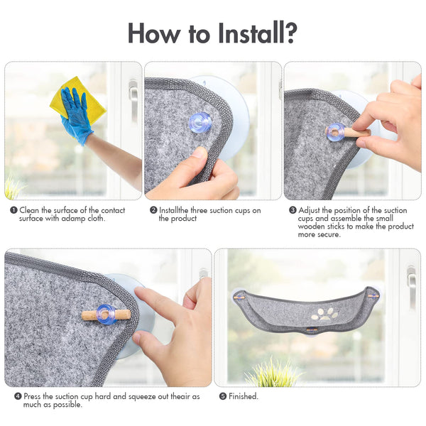 Aoresac Cat Window Hammock,Cat Window Bed,Cat Perch Sunny Seat, Resting Pet Bed, Mounted Pet Kitten Cat Beds for Windowsill Floor Bedside Up to 20KG