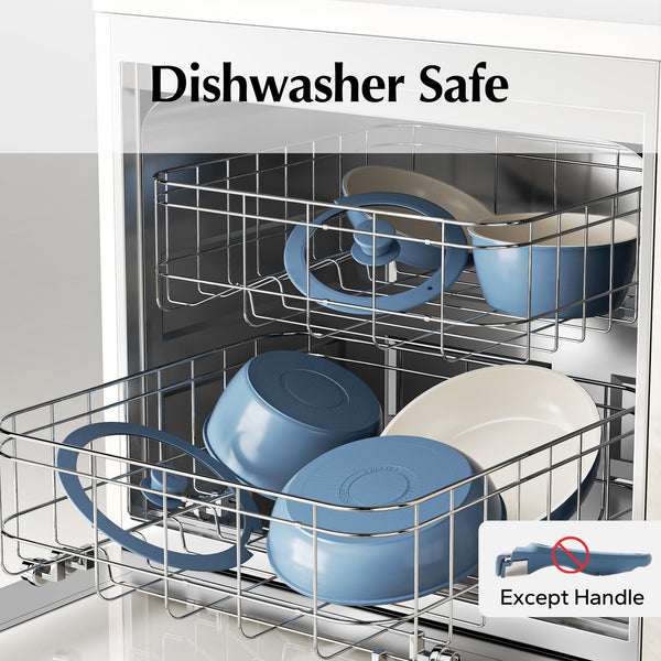 Redchef Ceramic Pots and Pans Set Non Stick, 16 pcs Nonstick Cookware Set with Detachable Handle, Non Toxic, PFAS PFOA & PTFE Free, RV Ceramic Cookware Set for Camping, Oven Safe (Pink)