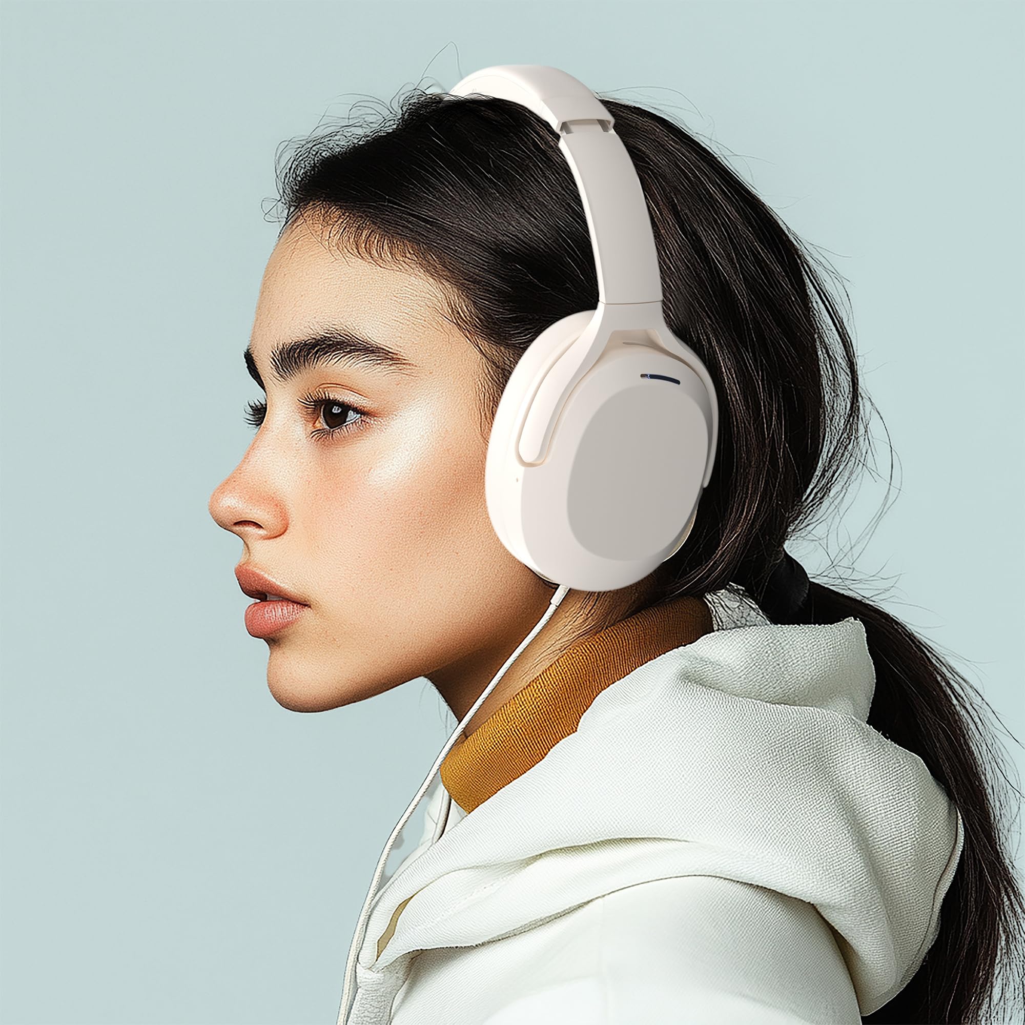 Rebocico Active Noise Cancelling Headphones, Wireless Bluetooth Over-Ear Headphone with Microphone,120H Playtime, Foldable Overhead Headphones with Deep Bass, Fast Charging for Home Travel Office