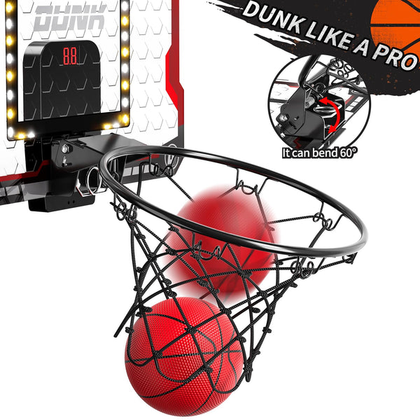 TEMI Basketball Hoop Indoor With 4 Balls, Over The Door for Kids and Adults, Toy Gift for Boys Girls Age 3-12 Years