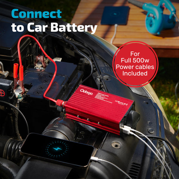 Odoga 300W Car Power Inverter 12V to 240V / 230V Converter, USB-A and USB-C 3A Charging Ports - Charge Your Laptop, iPad, iPhone, Tablet, Consoles & More - Durable and Powerful - Black Aluminum Body