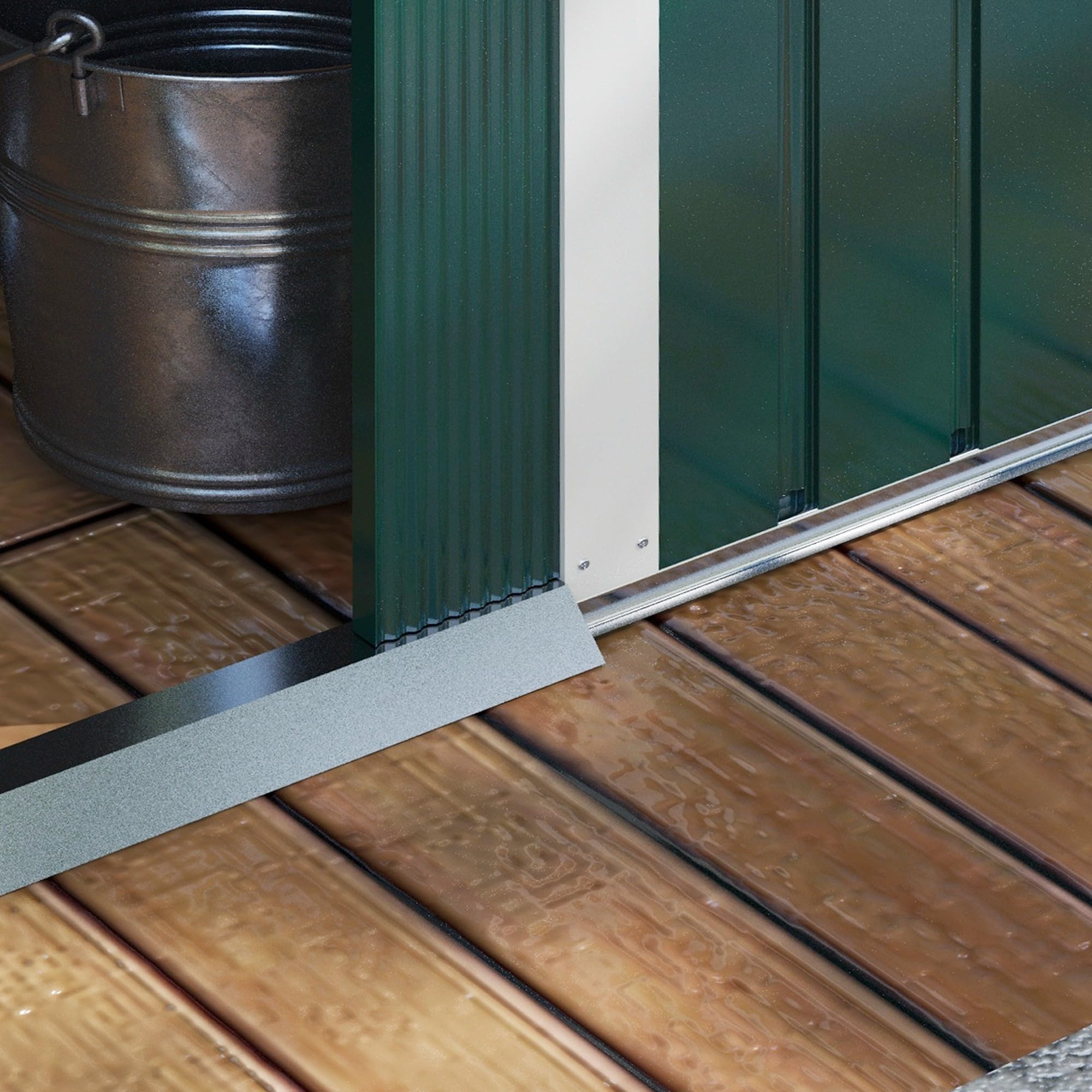 Outsunny 7.7 x 5.7ft Metal Garden Shed with Ventilation Slots and Sliding Doors, Galvanised Outdoor Tool Storage House, Grey