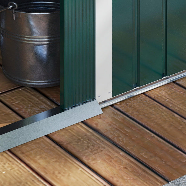 Outsunny 7.7 x 5.7ft Metal Garden Shed with Ventilation Slots and Sliding Doors, Galvanised Outdoor Tool Storage House, Grey