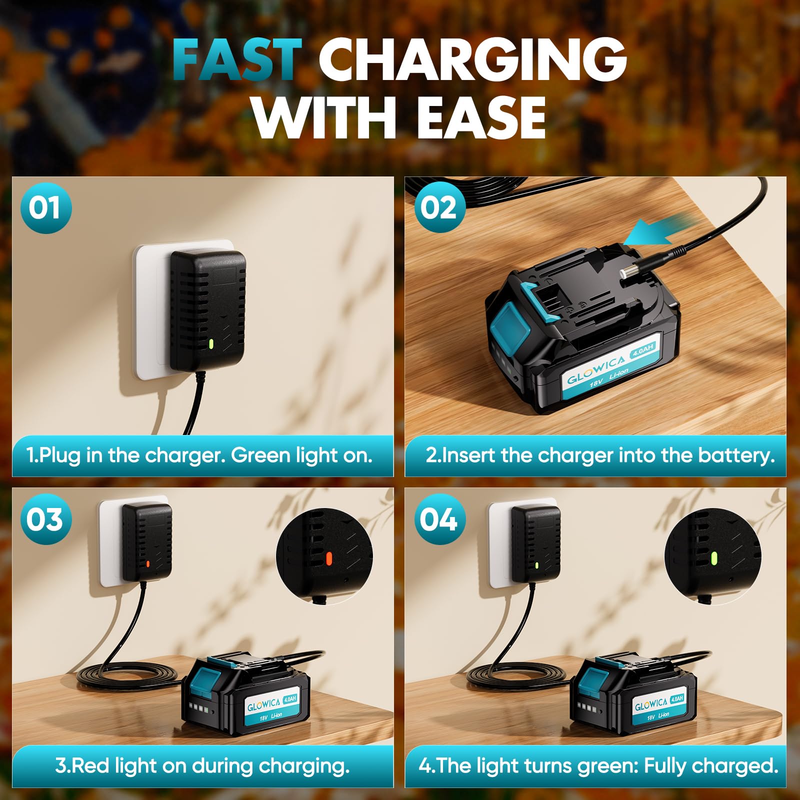 Leaf Blower Cordless, 8000mAh Battery with Fast Charger, Lightweight Electric Garden Blowers with Turbo Boost, 257 km/h & 3 Speed Levels for Lawn Care,Yard,Garage,Leaves,Snow,Dust,and Debris Removal