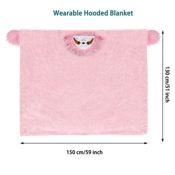Shoppawhile Sloth Gifts for Women Wearable Hooded Blanket Soft Cute Warm Fluffy Sloth Hooded Blanket 59 * 51 inch