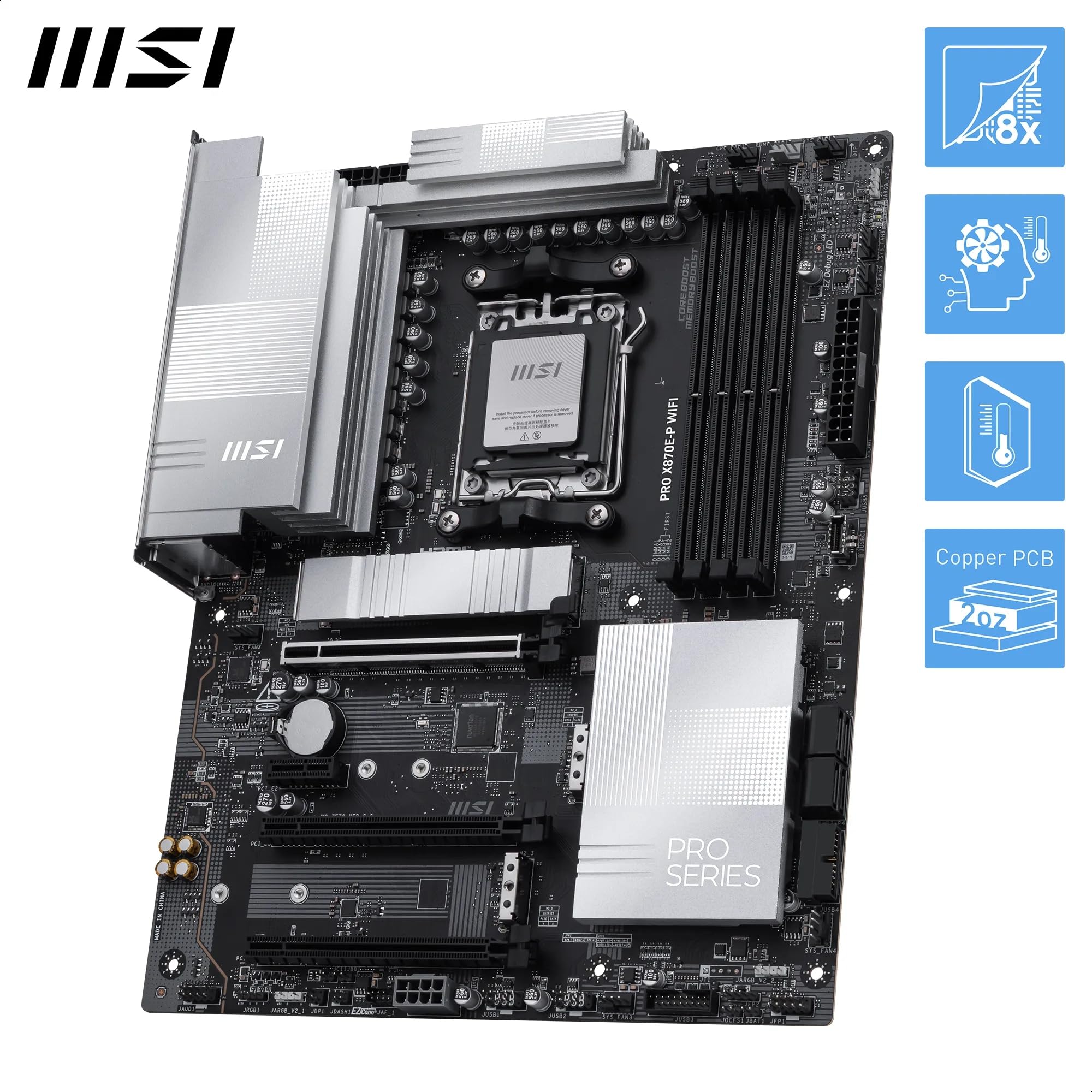MSI X670E GAMING PLUS WIFI Motherboard, ATX - Supports AMD Ryzen 9000 / 8000 / 7000 Series Processors, AM5 - 80A SPS VRM, DDR5 Memory Boost 7800+ MHz/OC, PCIe 5.0 x16, M.2 Gen5, Wi-Fi 6E