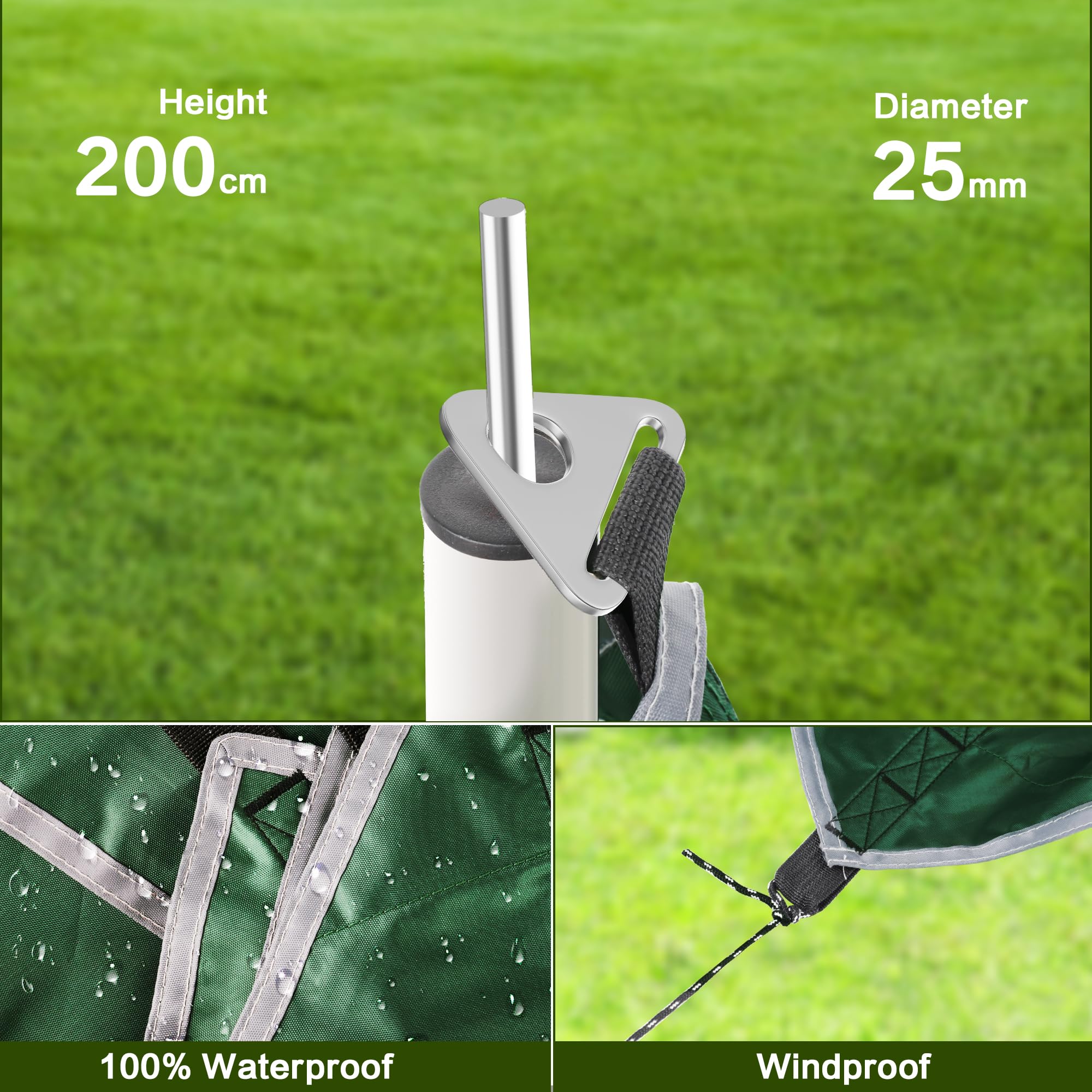 GEEDIAR Hammock Rain Fly Tent Tarp 300 x 300cm - PU3000MM-Anti-UV, Lightweight Waterproof Camping Shelter for Outdoor, Travel, Sunshade, Rain, Hammock - Poles Not Included (Dark Green)