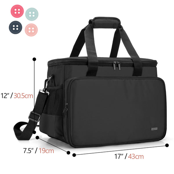 Luxja Sewing Machine Bag with Removable Padding Pad, Carry Case with Pockets for Range of Machines and Accessories, Black