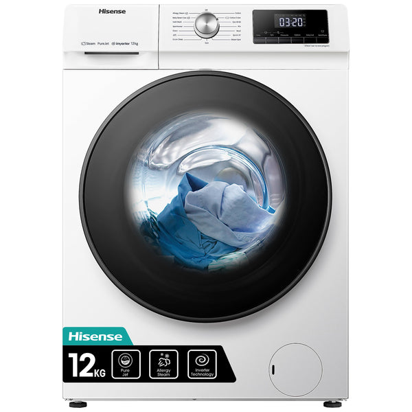 Hisense 3 Series WFQA9014EVJM Freestanding 9 KG Front Load Washing Durable Inverter Machine Steam Wash Quick Wash 15 Washing Programs 1400 RPM White- Energy Rating A