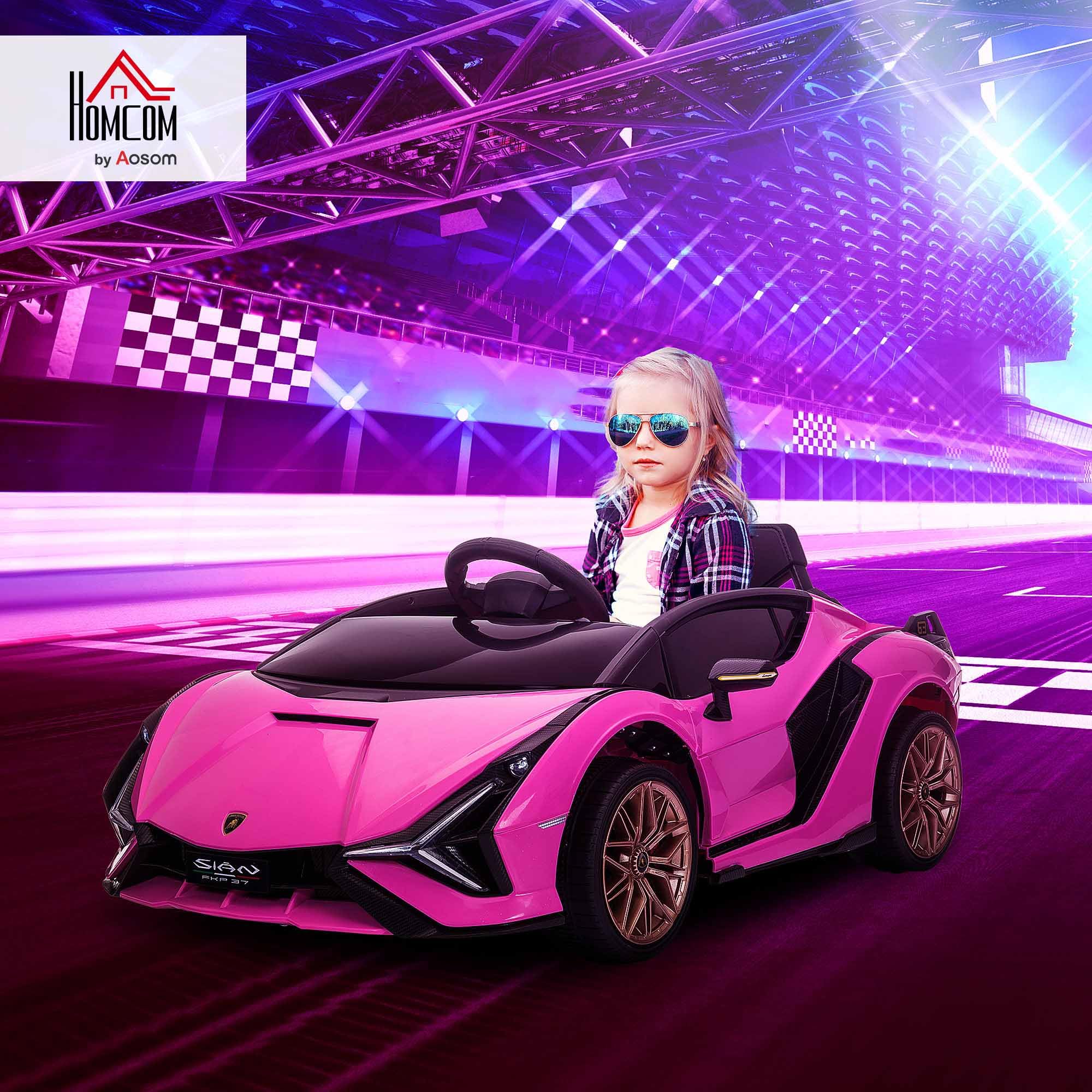 HOMCOM Lamborghini Sian Licensed 12V Kids Electric Ride On Car 2 Motors Toy Car with Remote Control Music Lights MP3 for 3-5 Years Green