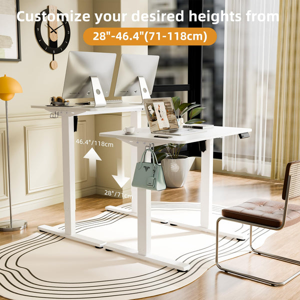 ERGOMAKER Electric Height Adjustable Standing Desk 80x60cm (31.5"x23.6"), Sit Stand Desk with Splicing Top for Home Office (Black Frame + Black Desktop)