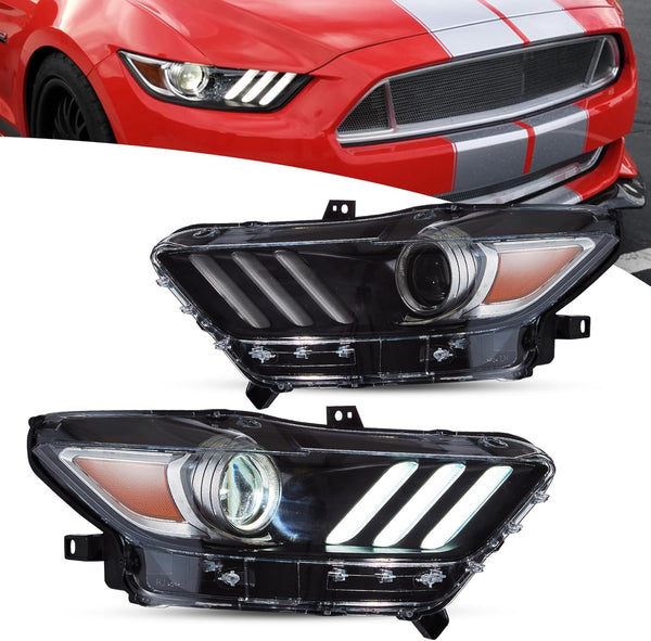 VLAND Headlights compatible with Mustang 2015 2016 2017, for RHD, LED DRL, Passenger & Driver Sides